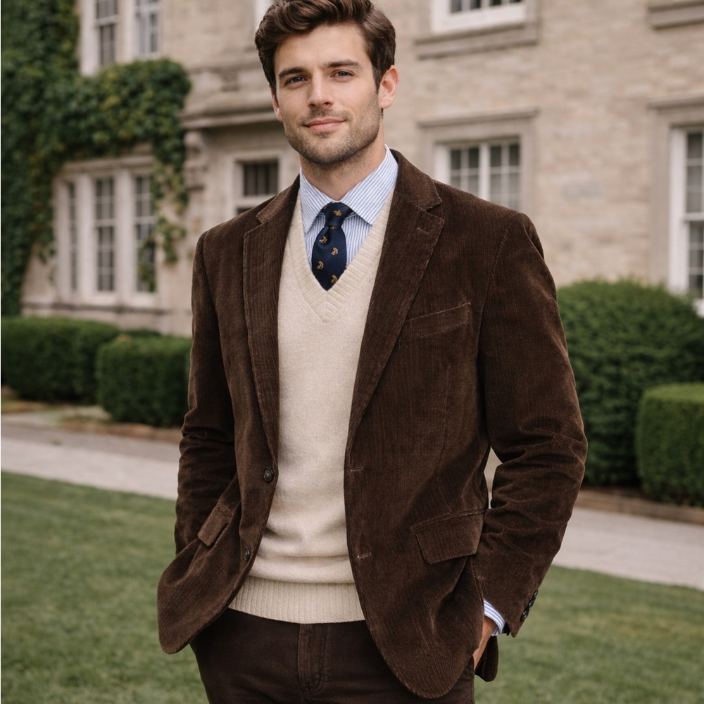 Dockers Corduroy Sport Coat Brown Men’s 46R Brown 2-Button Classic Academia
